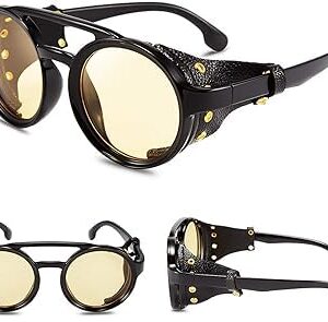 Karsaer Retro Round Steampunk Sunglasses for Men Stylish Vintage Women Glasses Eyewear E1050