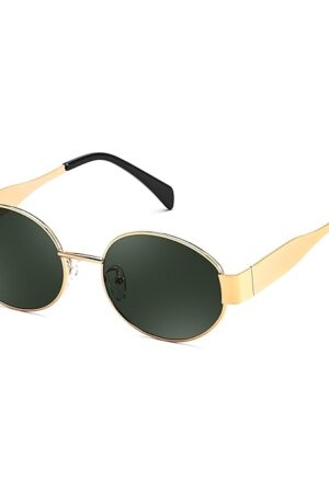 Karsaer Trendy Retro Oval Sunglasses for Women Small Metal Frame Sun Glasses UV400 Shades E1196