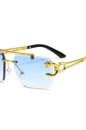 Dervin Retro Rimless Diamond Cut Rectangular sunglasses for Men and Women