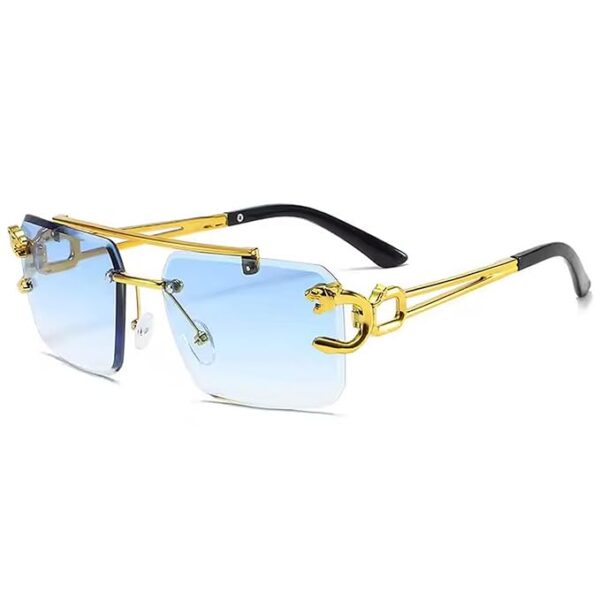 Dervin Retro Rimless Diamond Cut Rectangular sunglasses for Men and Women