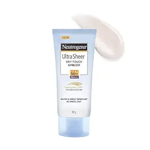 Neutrogena Ultrasheer Sunscreen SPF 50+ PA++++ | Broad Spectrum UVA/UVB | Blue Light Protect | No White Cast | Water Resistant, Ultra Light & Non Sticky | Oily, Dry & Sensitive Skin | For Women & Men | 80g