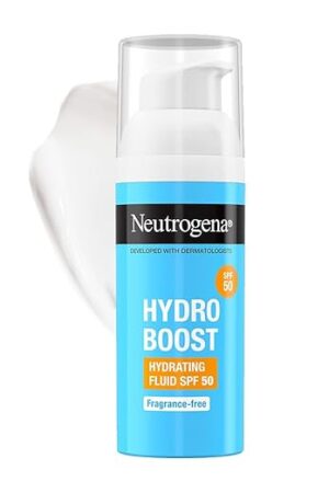 Neutrogena Hydro Boost Face Sunscreen SPF50+ PA++++ | Hyaluronic Acid & Niacinamide | UVA, UVB and Long UVA protection | Oily & Sensitive Skin | Non Greasy & No White Cast | Hydrating Fluid | 50ml