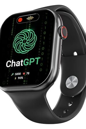 CrossBeats Nexus 2.01” Super AMOLED Display Smart Watch with ChatGPT-Powered| Dynamic Island| 5.3 Bluetooth Calling Smartwatch| Always on| in-app GPS| 60 Hz Refresh Rate | AI Health Tracker -(Black)