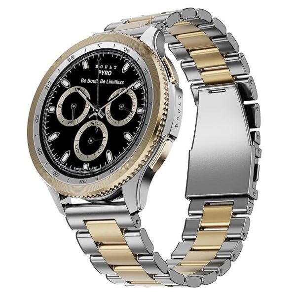 Boult Newly Launched Pyro Smartwatch 1.43'' AMOLED Screen, BT Calling 5.3, 600 Nits Brightness, IP68, 150+ Watchfaces, 120+ Sports Modes, AI Voice Assistant, SpO2 Monitoring (Platinum Gold)